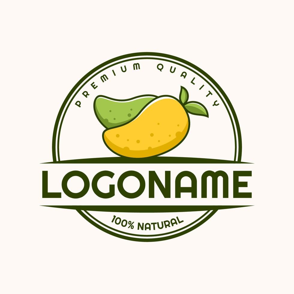 Mango logo modello, adatto per azienda agricola, mercato, e ristorante vettore