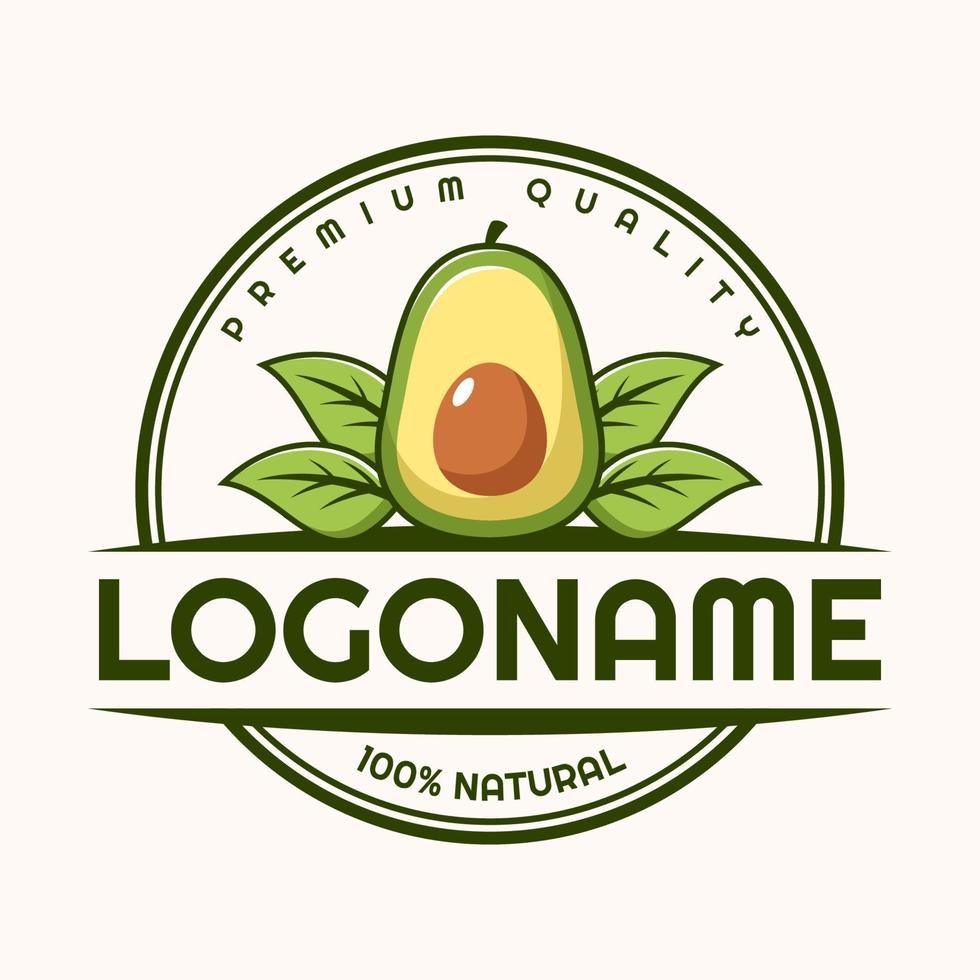 avocado logo modello, adatto per azienda agricola, mercato, e ristorante vettore