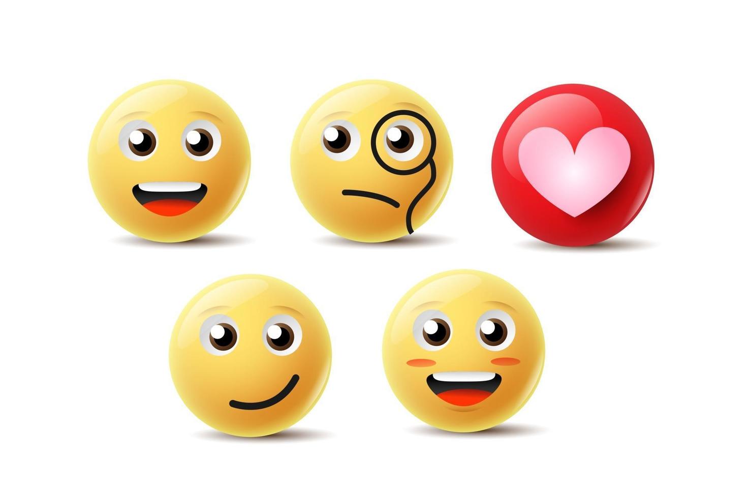 disegno dell'icona emoji con sorriso, arrabbiato, felice e un'altra emozione del viso. vettore