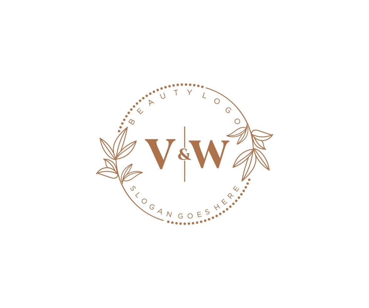 iniziale vw lettere bellissimo floreale femminile modificabile prefabbricato monoline logo adatto per terme salone pelle capelli bellezza boutique e cosmetico azienda. vettore