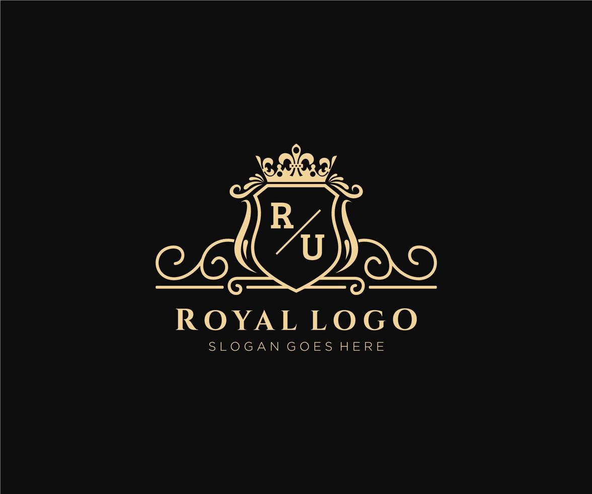 iniziale ru lettera lussuoso marca logo modello, per ristorante, regalità, boutique, bar, Hotel, araldico, gioielleria, moda e altro vettore illustrazione.