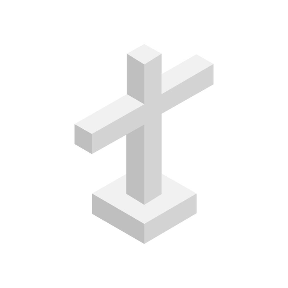 croce religiosa isometrica sullo sfondo vettore