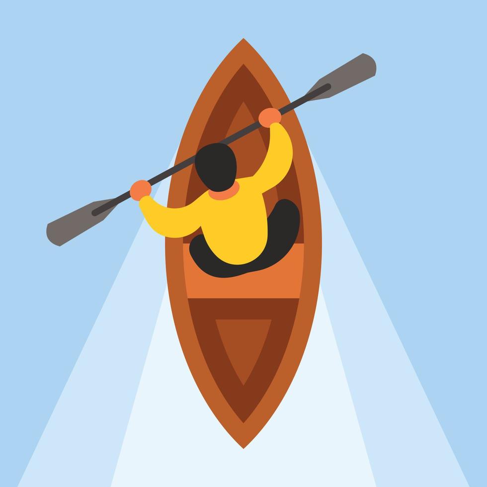 vettore Immagine di un' uomo canottaggio barca