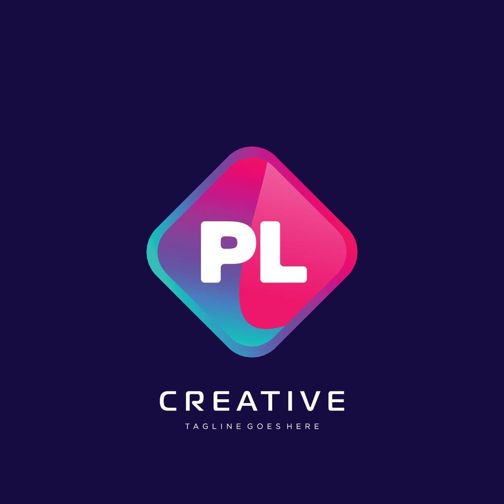 pl iniziale logo con colorato modello vettore