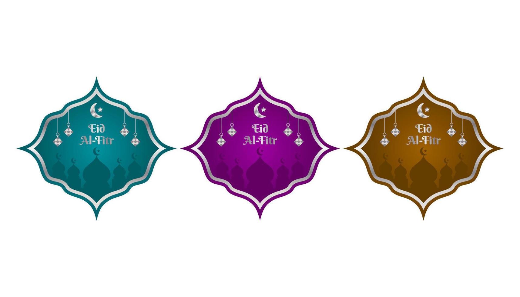 eid al-Fitr argento etichetta design vettore