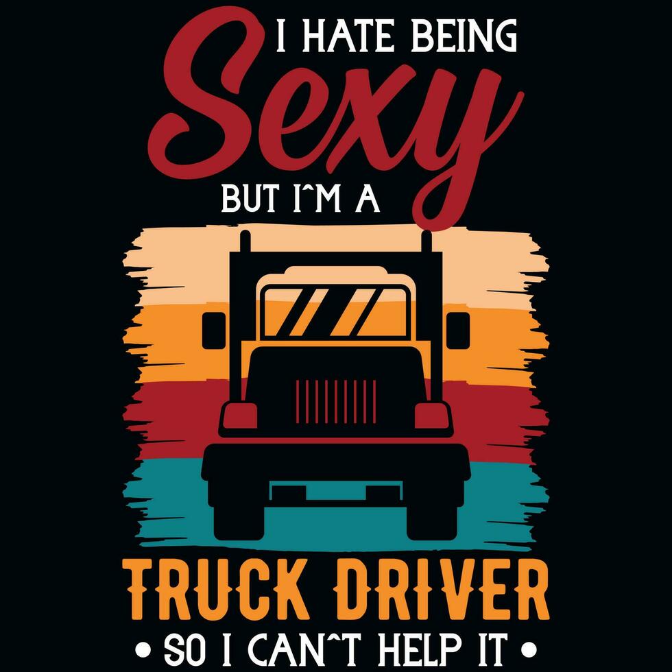 camion guida maglietta design vettore
