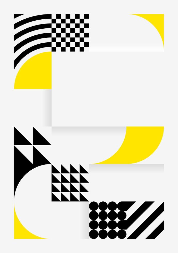 semplice sfondo nel bauhaus stile. astratto geometrico modelli nel bianca, nero e giallo. modello design per manifesti, striscioni, siti web. vettore illustrazione.