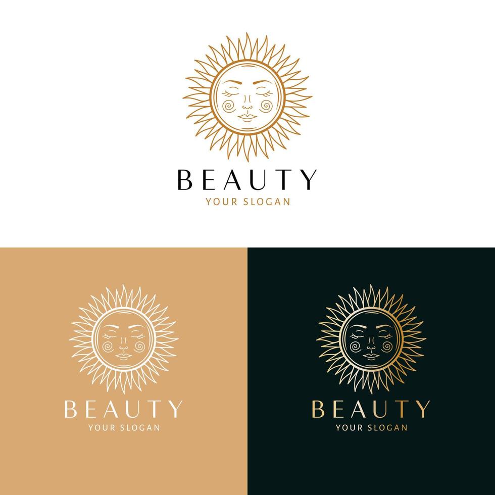 boemo vettore logo design. elegante tramonto Alba logo design linea icona vettore nel lusso stile schema lineare. premio esoterico boutique, gioielleria, nozze salone emblema logo design impostare.