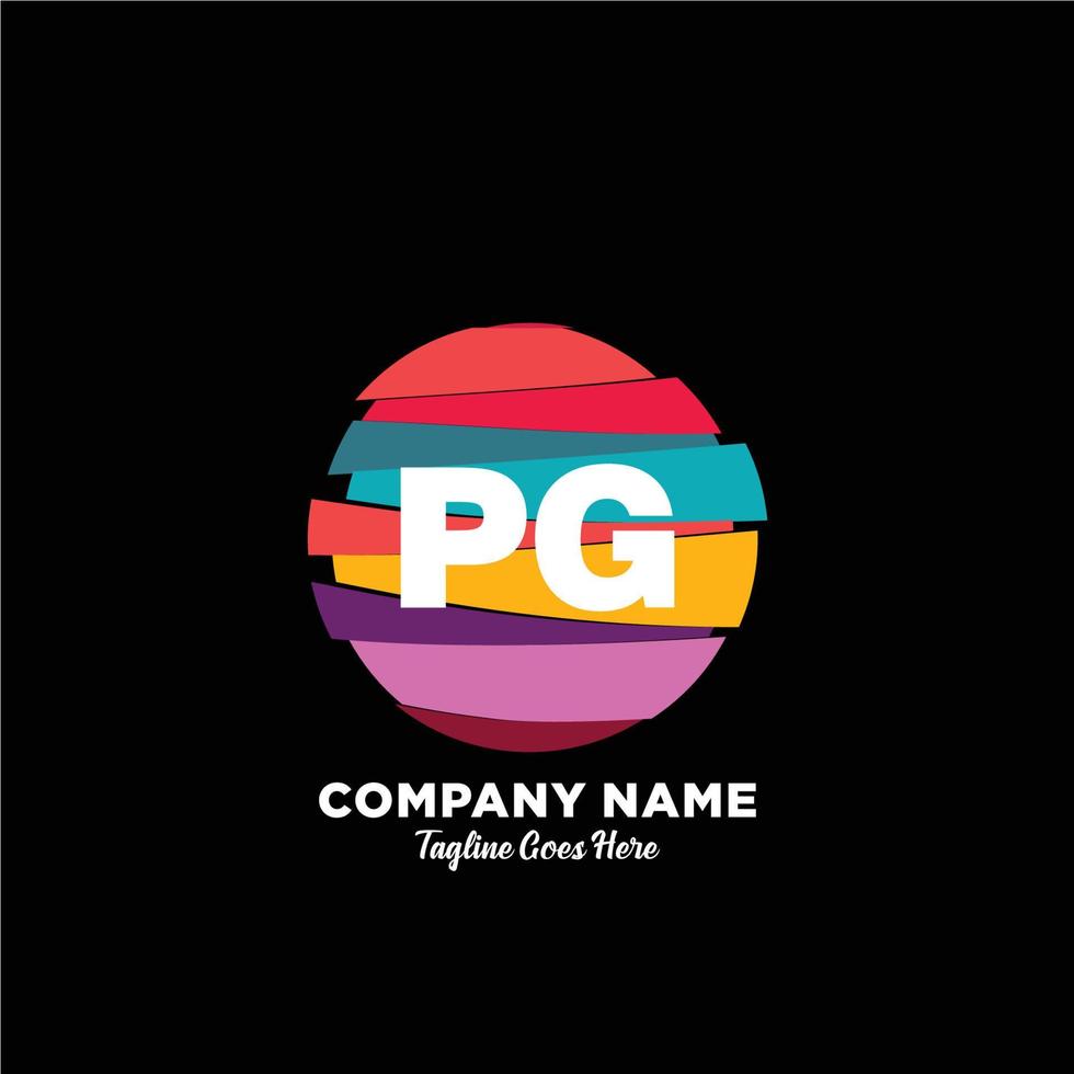 pg iniziale logo con colorato modello vettore. vettore