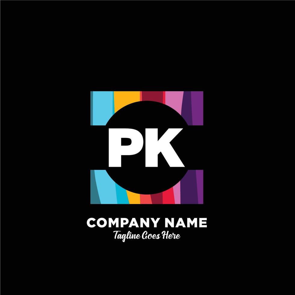 pk iniziale logo con colorato modello vettore. vettore