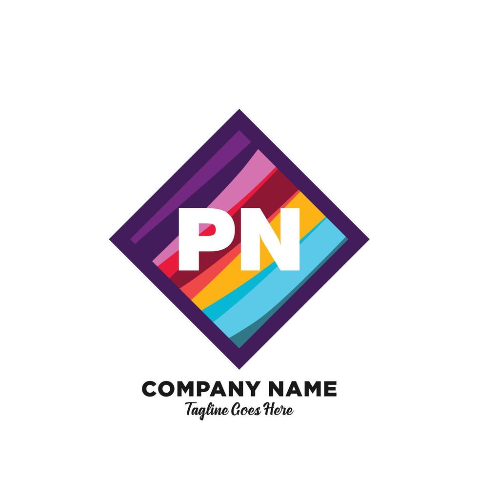 pn iniziale logo con colorato modello vettore. vettore