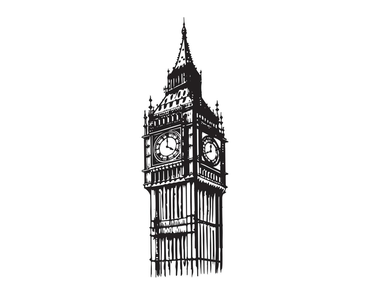 grande Ben Torre di Londra, mano disegnato illustrazioni, vettore