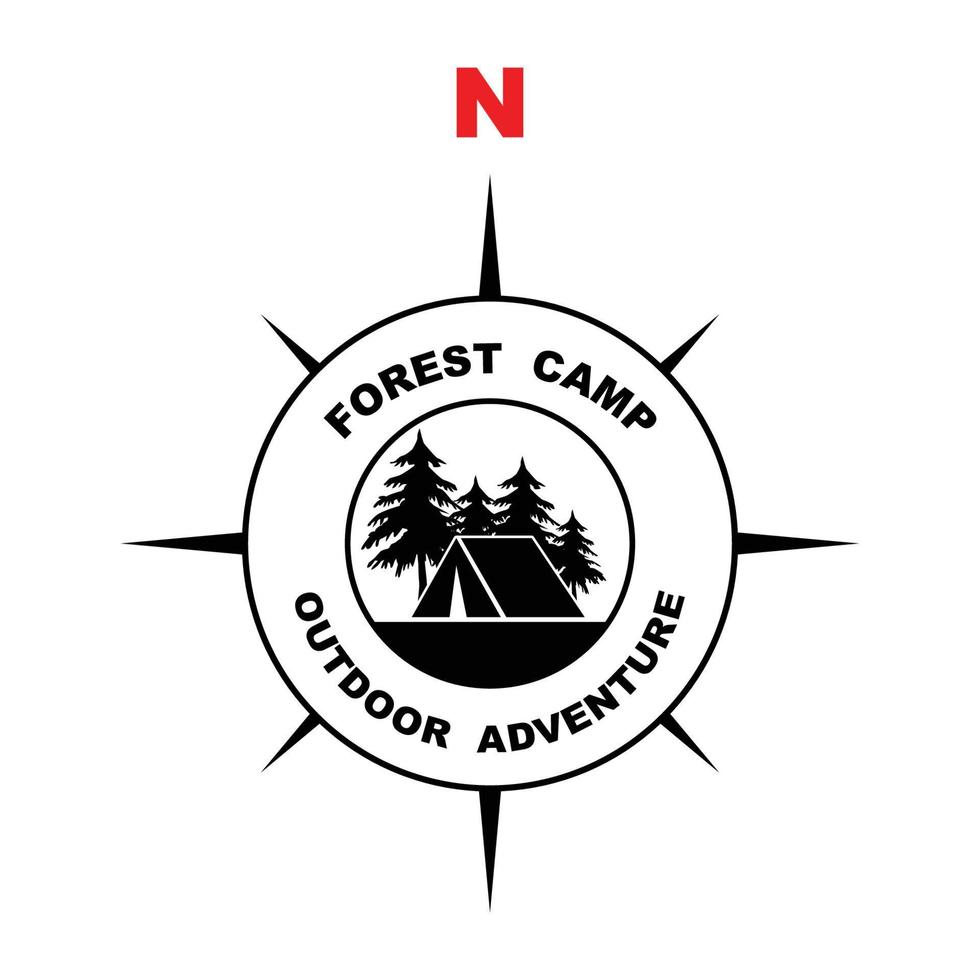 foresta campo logo disegno, all'aperto logo, avventura logo modello vettore