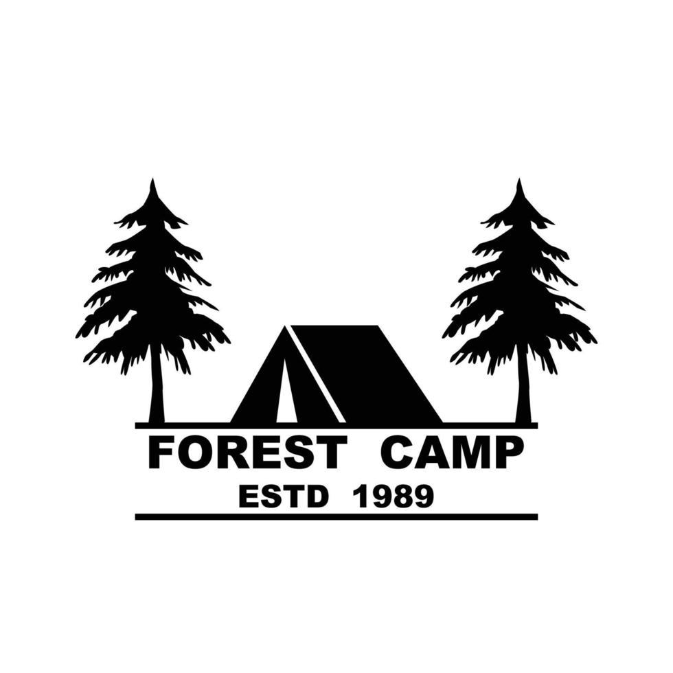 foresta campo logo disegno, all'aperto logo, avventura logo modello vettore