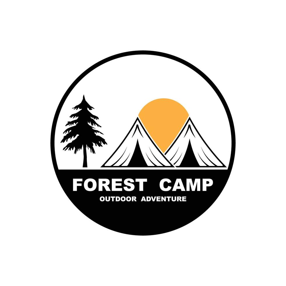foresta campo logo disegno, all'aperto logo, avventura logo modello vettore