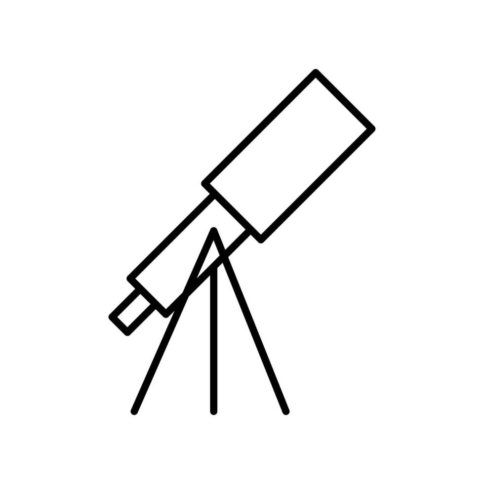 icona di contorno del telescopio. elemento vettoriale in bianco e nero dal set, dedicato alla scienza e alla tecnologia.