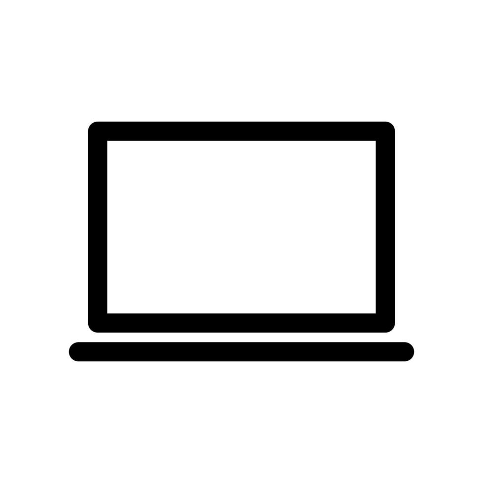icona di contorno del computer portatile. elemento in bianco e nero dal set di computer dedicati e apparecchiature per ufficio, vettore lineare.