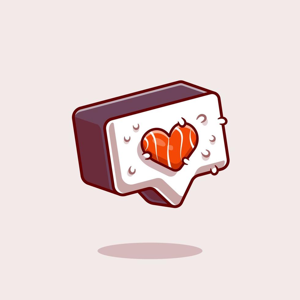 Sushi amore simbolo cartone animato vettore icona illustrazione. giapponese cibo icona concetto isolato premio vettore. piatto cartone animato stile