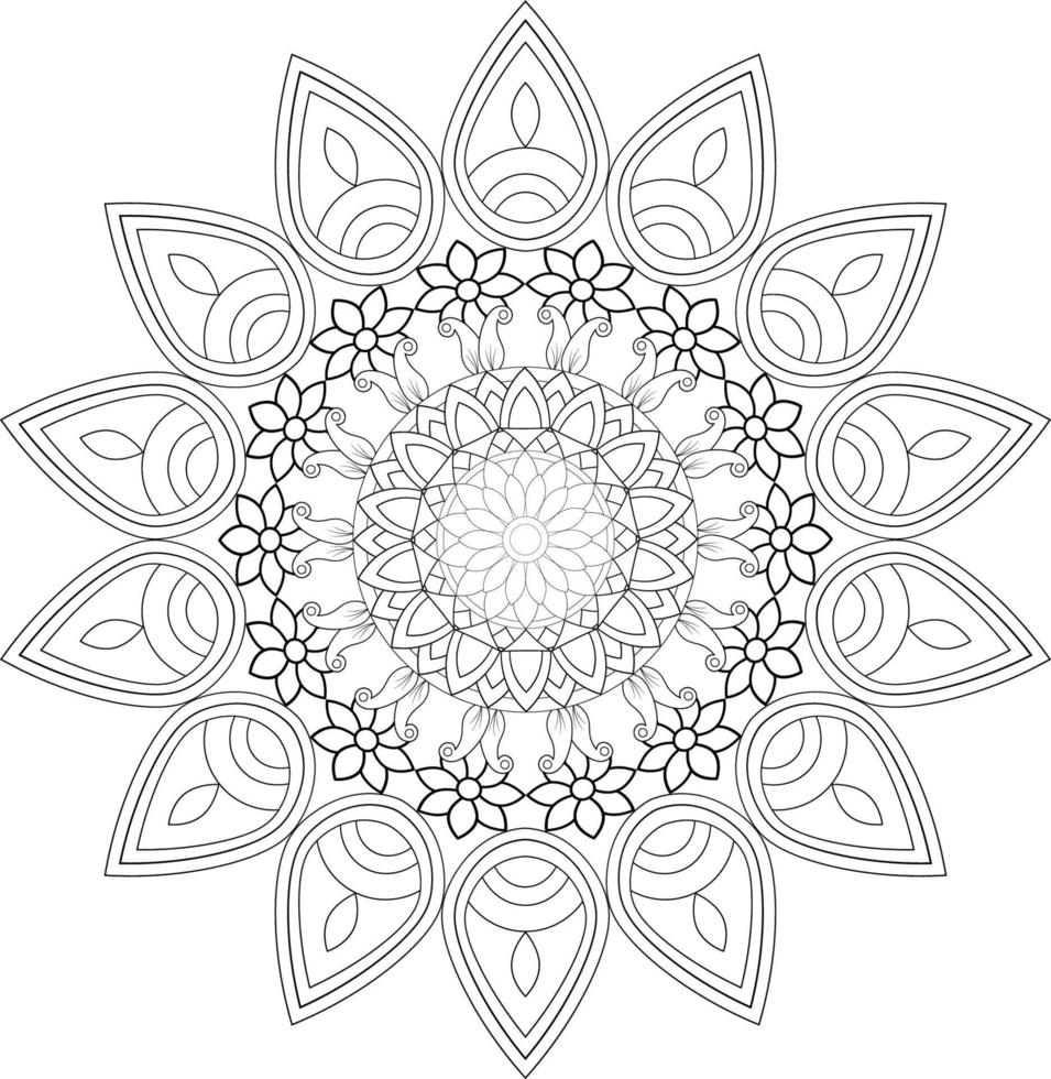 vettore disegno per colorazione libro. geometrico floreale modello. contorno disegno su un' bianca sfondo. mandala.