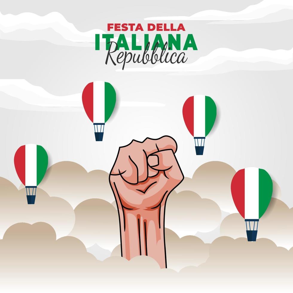 poster del giorno della repubblica d'italia con il pugno vettore