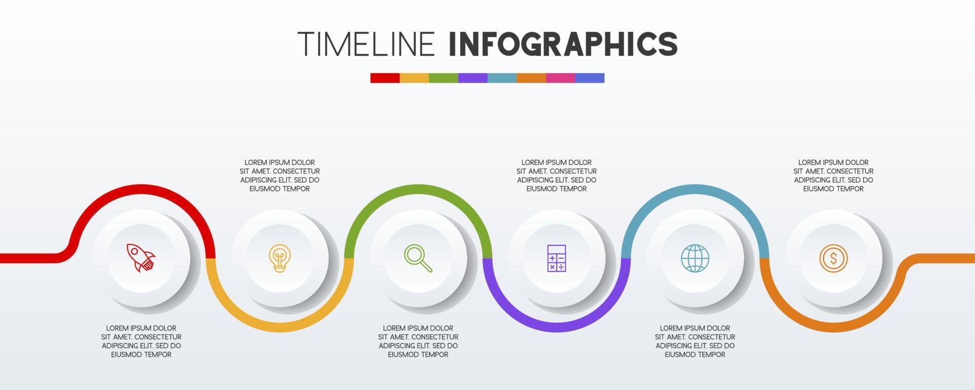 infografica design modello e icone con 6 opzioni o 6 passaggi vettore