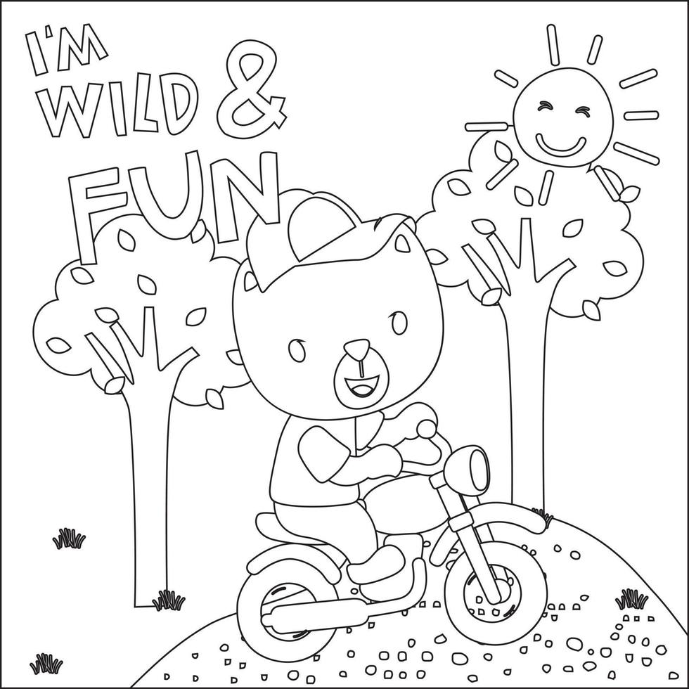 vettore illustrazione di freddo animale e motociclo divertente animale cartone animato. creativo vettore infantile design per bambini attività colorazione libro o pagina.