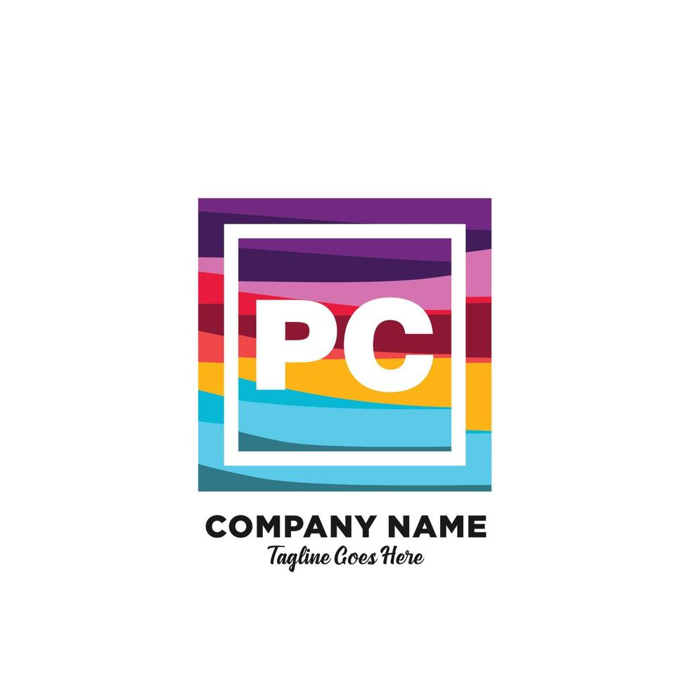 pc iniziale logo con colorato modello vettore. vettore