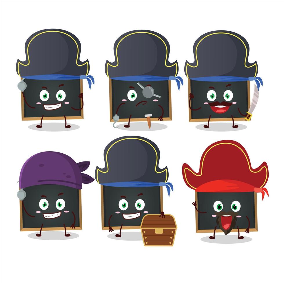 cartone animato personaggio di lavagna con vario pirati emoticon vettore