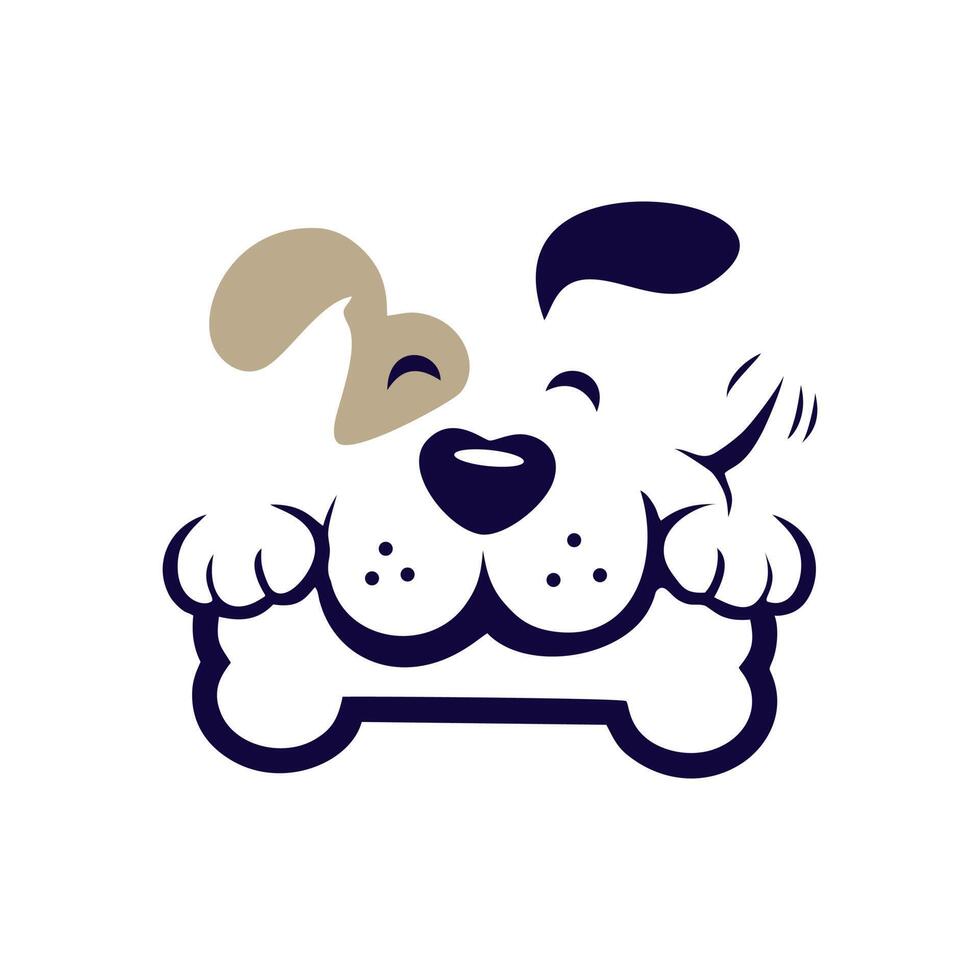 un illustrazione logo di un' cane, Tenere un' osso è Perfetto per un' cane cibo azienda vettore