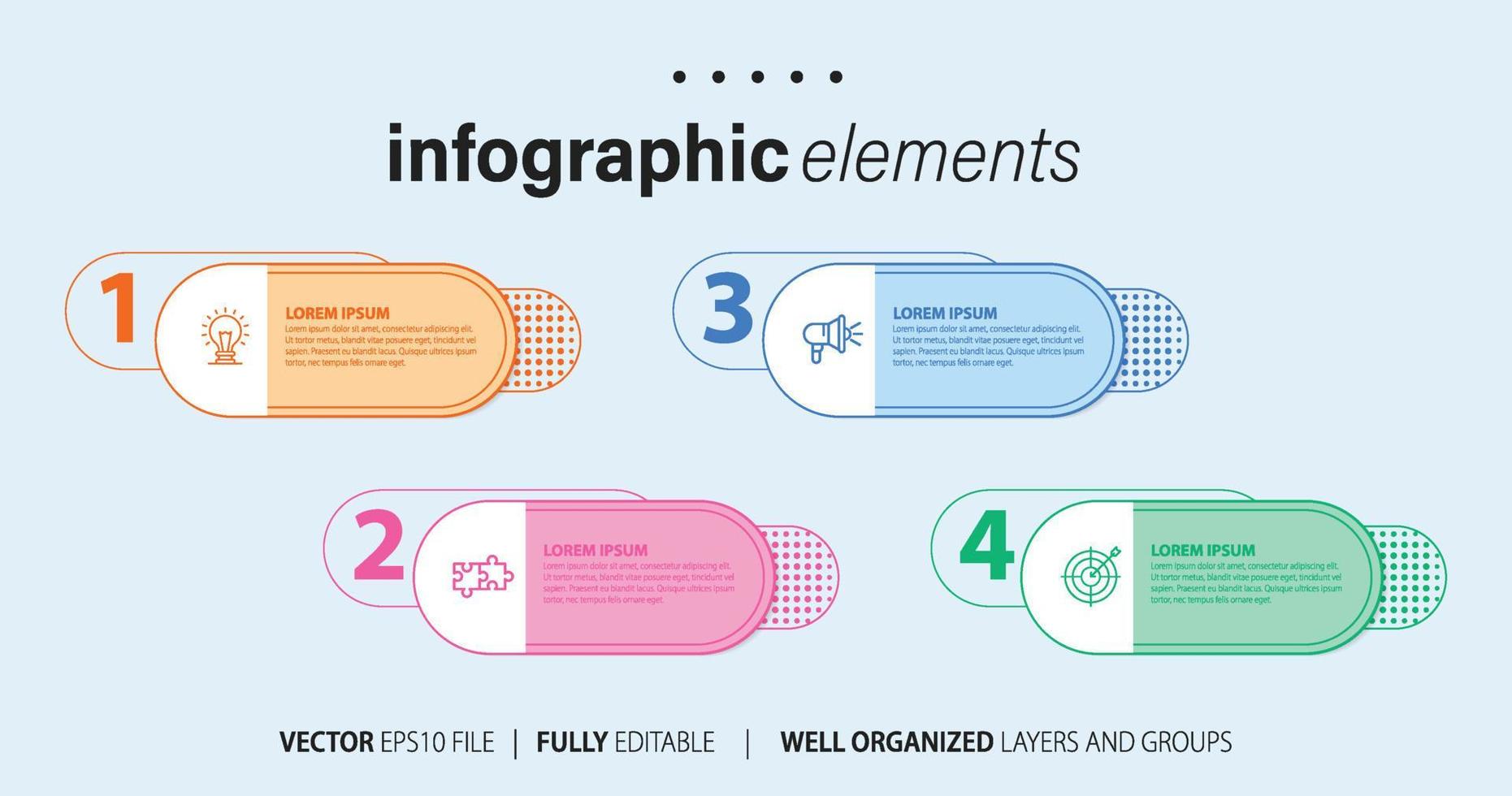 modello di progettazione infografica. concetto di sequenza temporale con 4 passaggi. può essere utilizzato per layout del flusso di lavoro, diagramma, banner, webdesign. illustrazione vettoriale