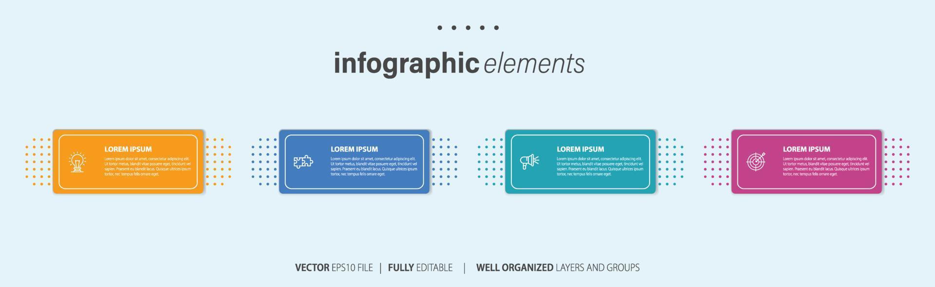 attività commerciale Infografica modello design con numeri 4 opzioni o passi. vettore