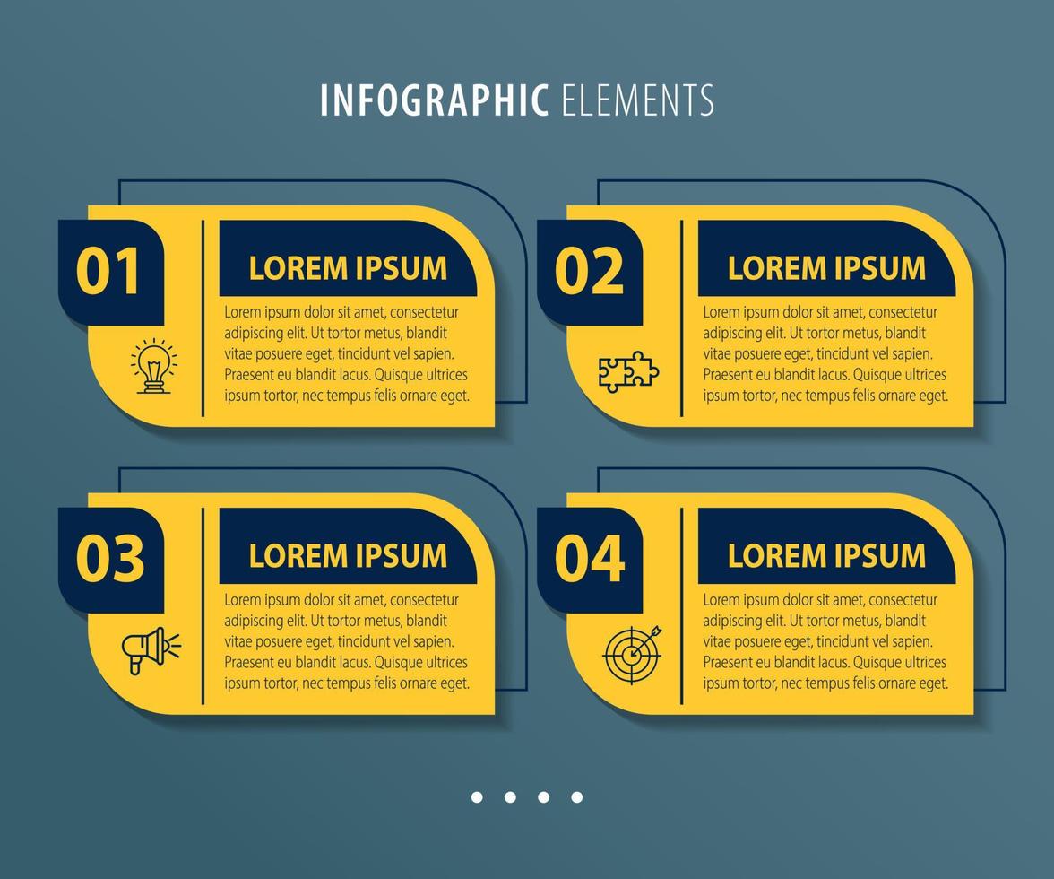 visualizzazione dei dati aziendali. diagramma di processo. elementi astratti di grafico, diagramma con passaggi, opzioni, parti o processi. modello di business vettoriale per la presentazione. concetto creativo per infografica.