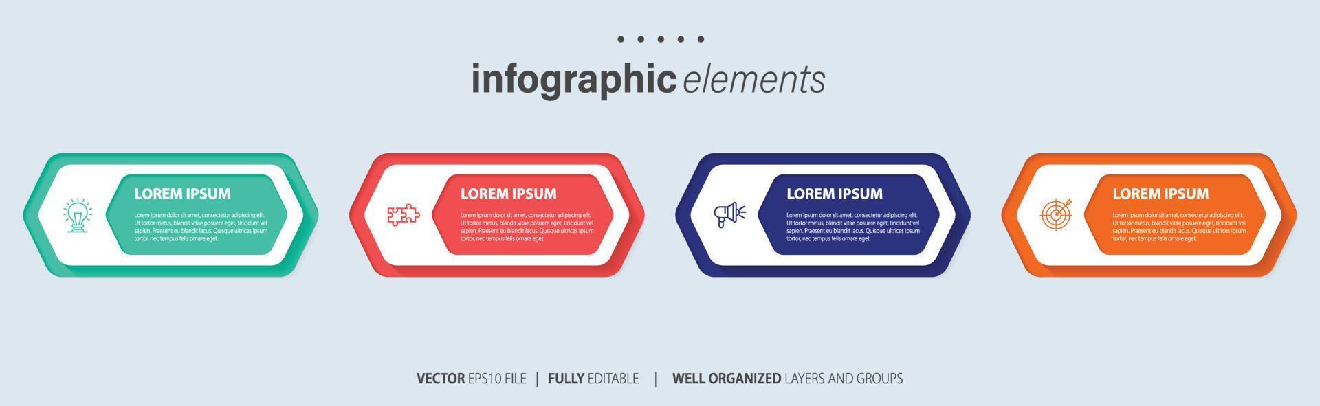 moderno Infografica modello con 4 passi. attività commerciale cerchio modello con opzioni per opuscolo, diagramma, flusso di lavoro, sequenza temporale, ragnatela design. vettore eps 10