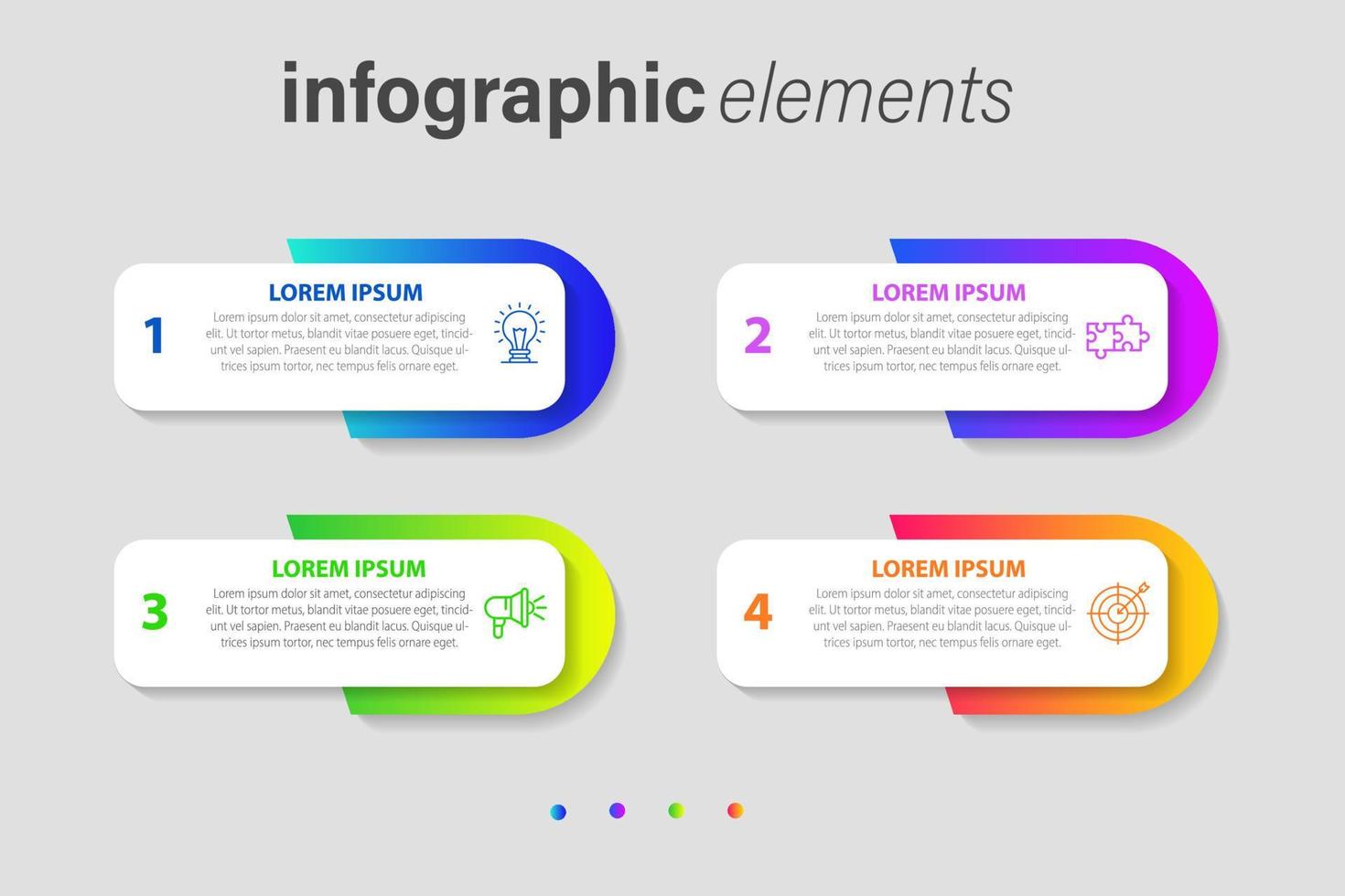 modello di progettazione di etichetta infografica vettoriale con icone e 4 opzioni o passaggi. può essere utilizzato per diagramma di processo, presentazioni, layout del flusso di lavoro, banner, diagramma di flusso, grafico informativo.