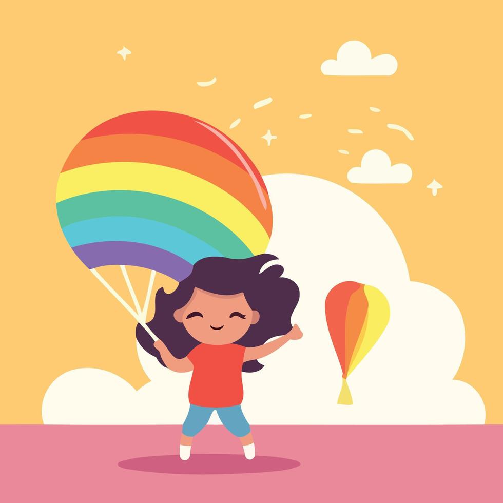 donna lgbt orgoglio giorno e mese con arcobaleno colori vettore