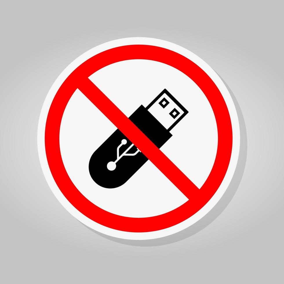 non utilizzare flash drive simbolo segno isolare su sfondo bianco, illustrazione vettoriale