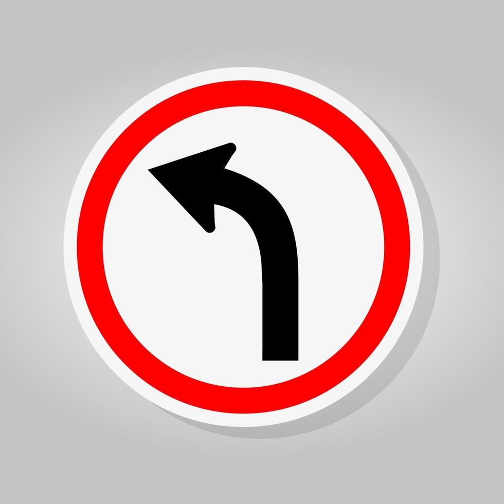 curva a sinistra del segnale stradale del traffico isolare su sfondo bianco, illustrazione vettoriale