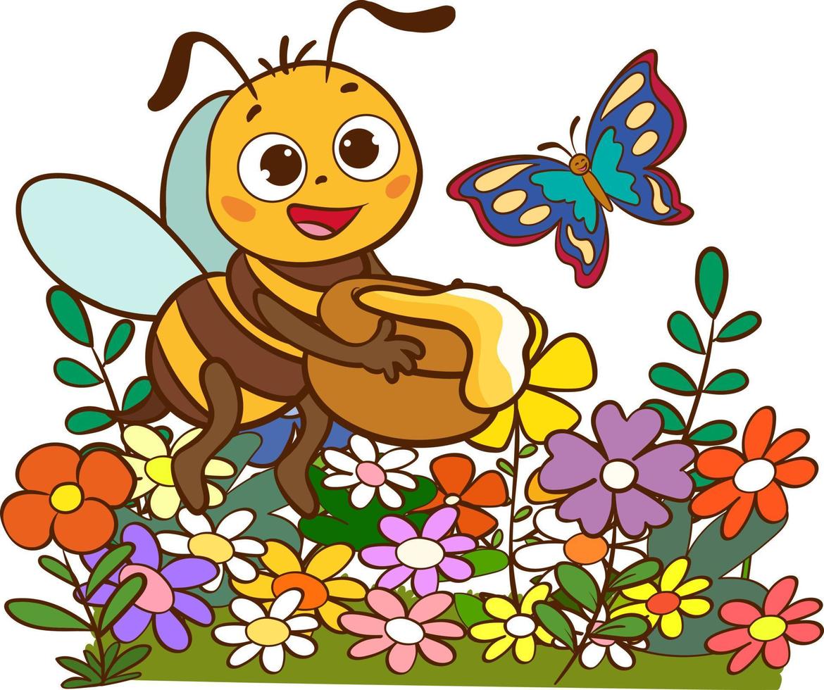 cartone animato illustrazione di carino api vettore