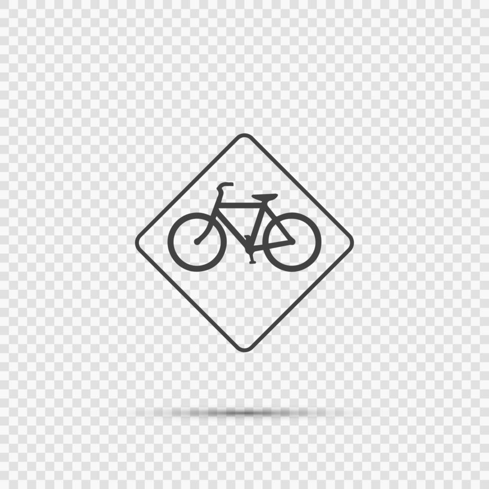 segnale di avvertimento del traffico di biciclette su sfondo trasparente vettore