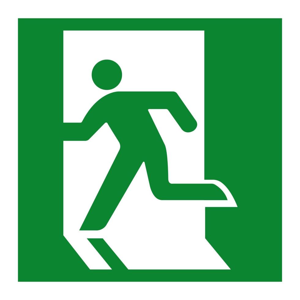 uscita di emergenza segno verde isolare su sfondo bianco, illustrazione vettoriale eps.10