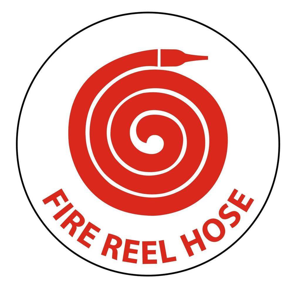 segno del pavimento del tubo flessibile della bobina antincendio su priorità bassa bianca vettore