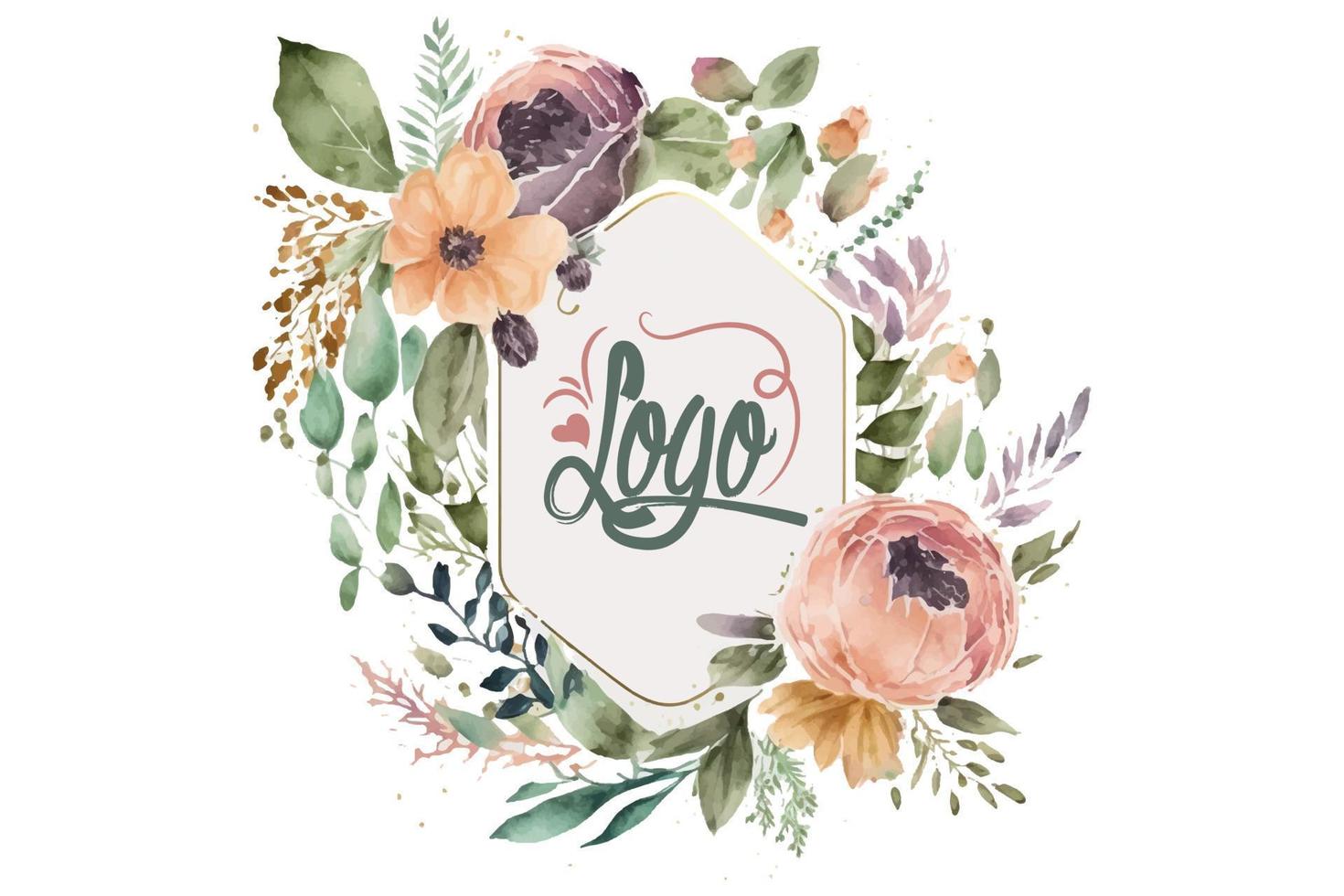 acquerello floreale logo, il giro floreale logo, moderno acquerello logo, logo disegno, calligrafia logo, floreale logo, fiore logo vettore