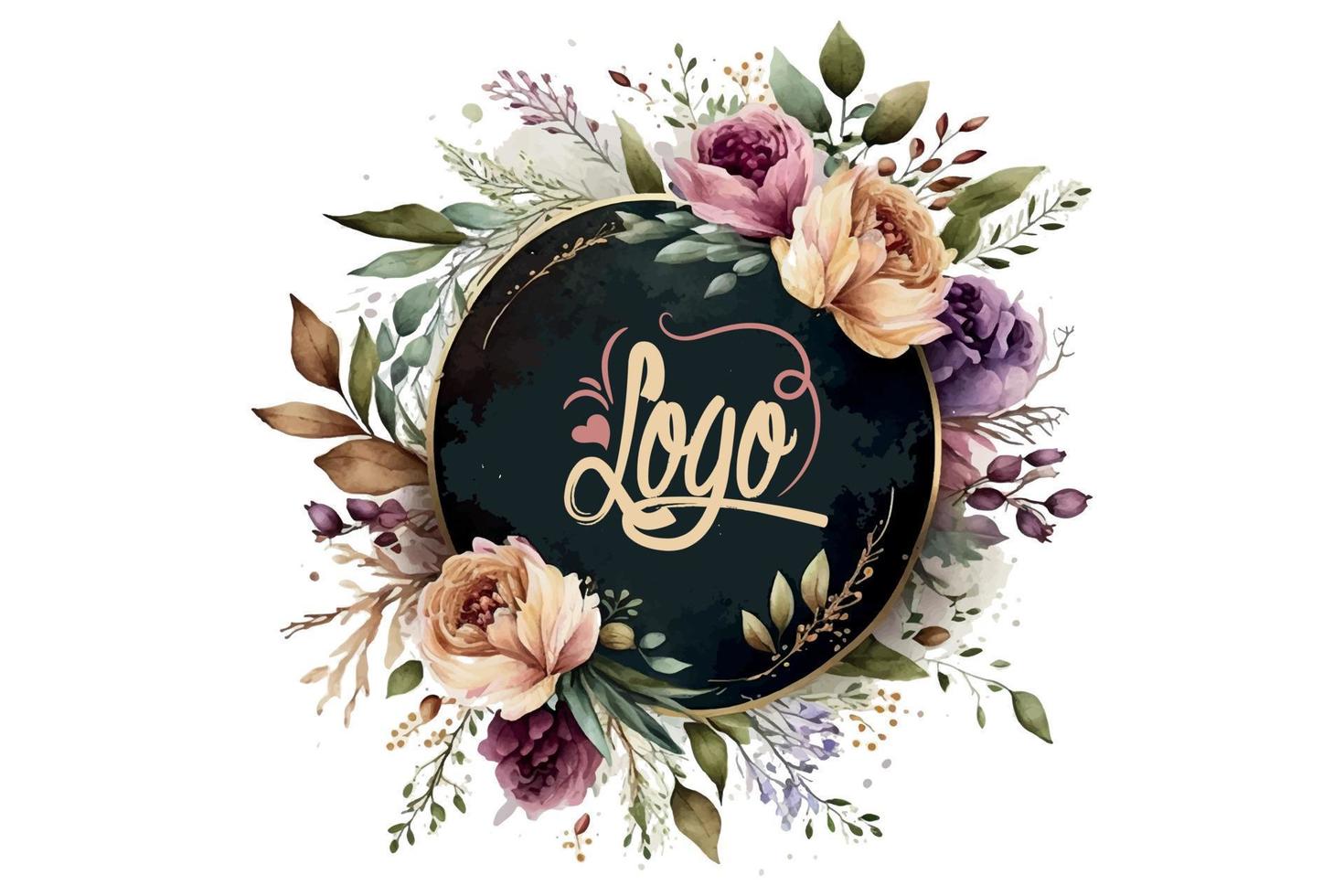 acquerello floreale logo, il giro floreale logo, moderno acquerello logo, logo disegno, calligrafia logo, floreale logo, fiore logo vettore