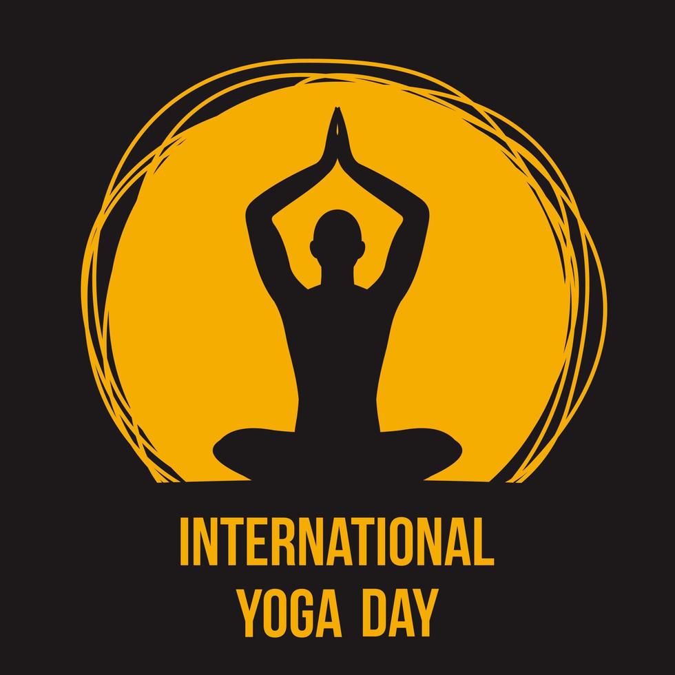 illustrazione di donna fare asana e meditazione pratica per internazionale yoga giorno su 21 giugno design bandiera vettore