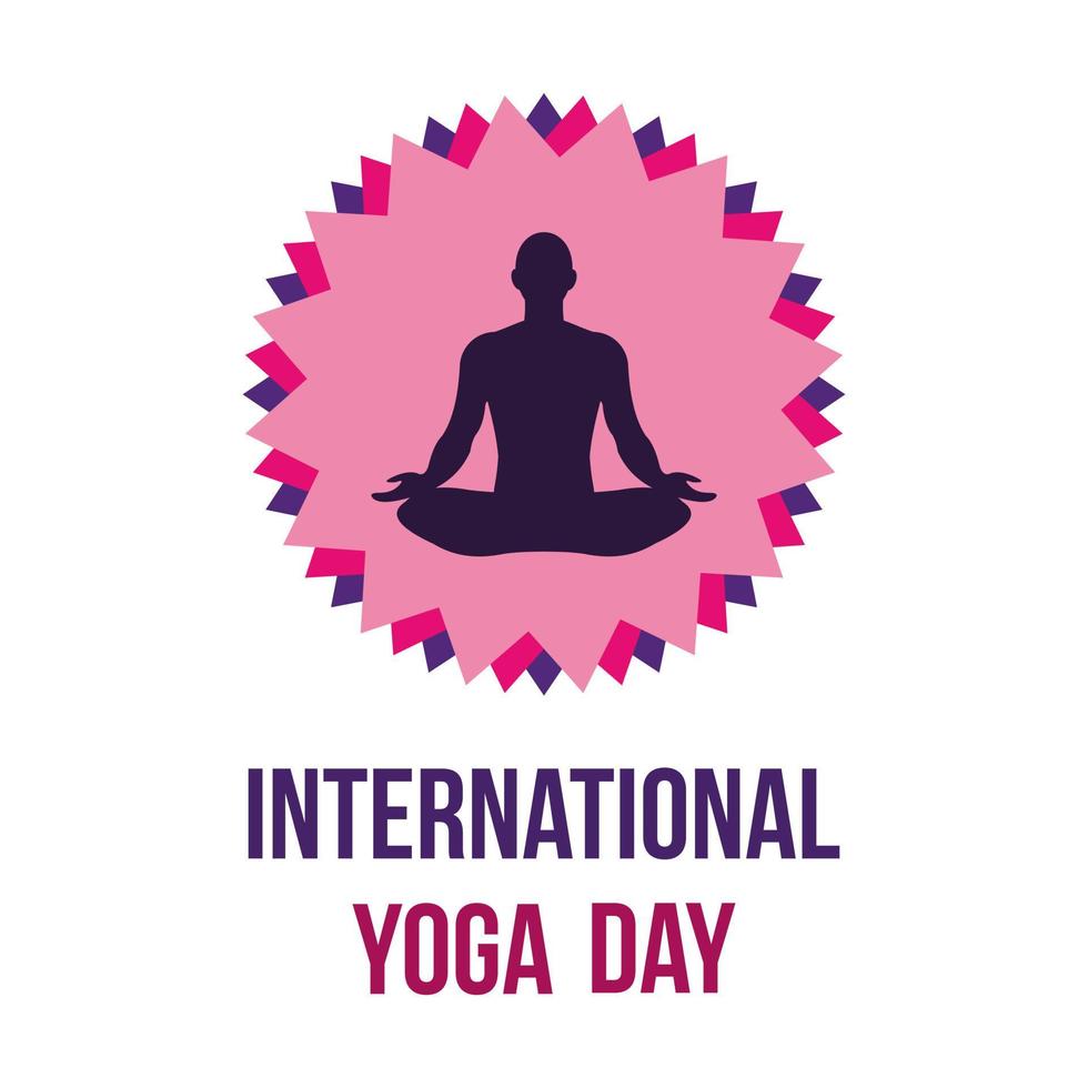 internazionale yoga giorno. yoga corpo posizione con testo. gruppo di donna praticante yoga. vettore illustrazione design