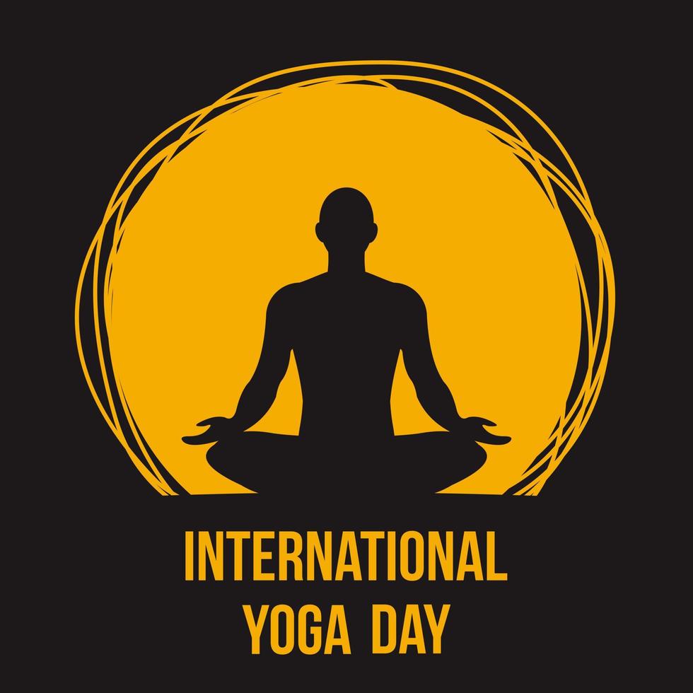 yoga saluto carta. internazionale yoga giorno. yoga corpo posizione con testo. gruppo di persone praticante yoga. vettore