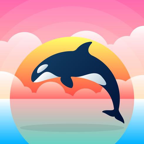 Illustrazione piana di Orca Killer Whale vettore