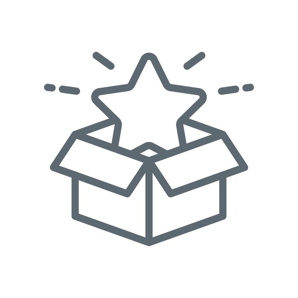 regalo, lealtà, ricompensa, regalo scatola con stella concetto illustrazione linea icona design modificabile vettore eps10