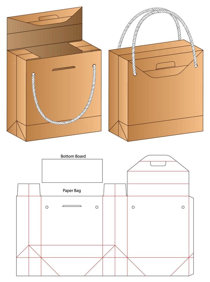 disegno del modello fustellato di imballaggio della scatola. Modello 3d vettore