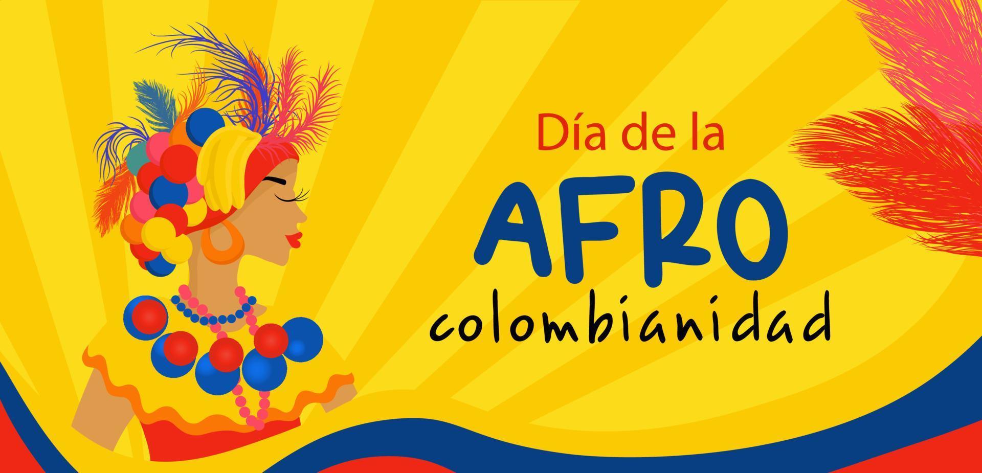 afrocolombiano giorno nel Colombia nel spagnolo. orizzontale bandiera nel luminosa colori viaggio concetto per Colombia. vettore